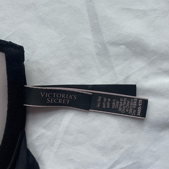 Victoria's Secret 34DD Very Sexy Push Up Bra Black Front Close Laceup Racerback - Picture 2 of 9